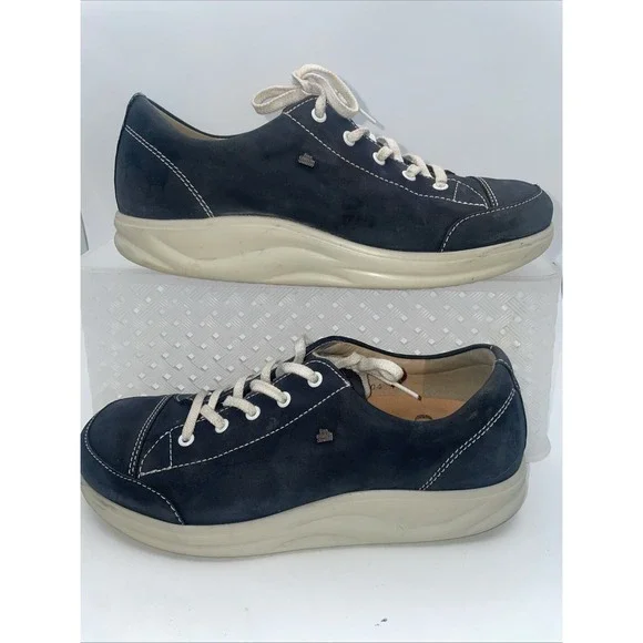 FINN COMFORT Soho Leather Cap Toe‎ Sneakers Women's US 9 EU 40 Blue Shoes $385 * - Picture 3 of 7